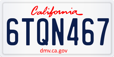 CA license plate 6TQN467