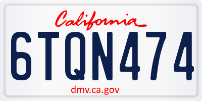 CA license plate 6TQN474