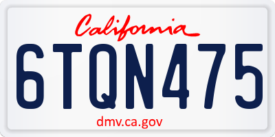 CA license plate 6TQN475