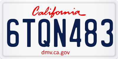 CA license plate 6TQN483