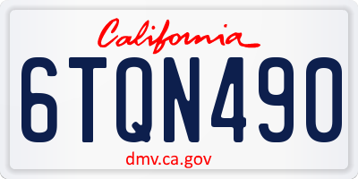 CA license plate 6TQN490