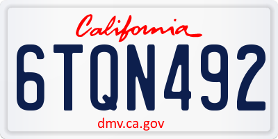 CA license plate 6TQN492