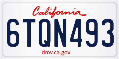 CA license plate 6TQN493