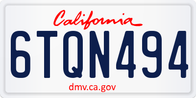 CA license plate 6TQN494