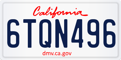 CA license plate 6TQN496