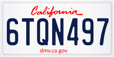 CA license plate 6TQN497