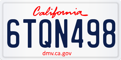 CA license plate 6TQN498