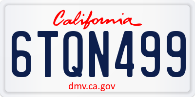 CA license plate 6TQN499