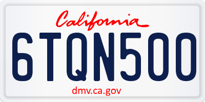 CA license plate 6TQN500