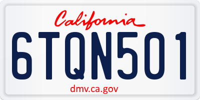 CA license plate 6TQN501