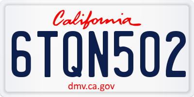 CA license plate 6TQN502