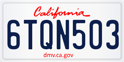 CA license plate 6TQN503