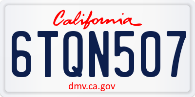 CA license plate 6TQN507