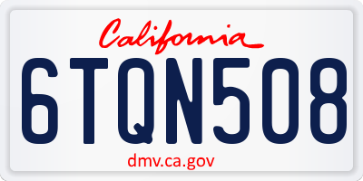 CA license plate 6TQN508