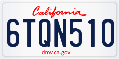 CA license plate 6TQN510