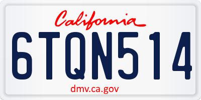 CA license plate 6TQN514