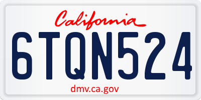 CA license plate 6TQN524