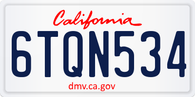 CA license plate 6TQN534