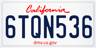 CA license plate 6TQN536