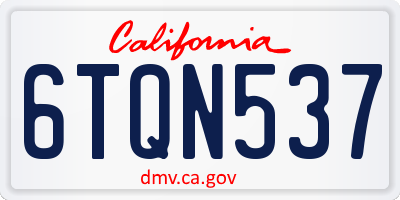 CA license plate 6TQN537