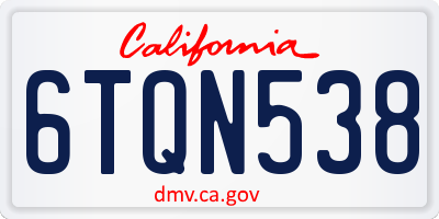 CA license plate 6TQN538