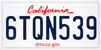 CA license plate 6TQN539