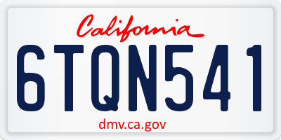 CA license plate 6TQN541