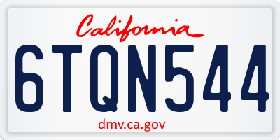 CA license plate 6TQN544