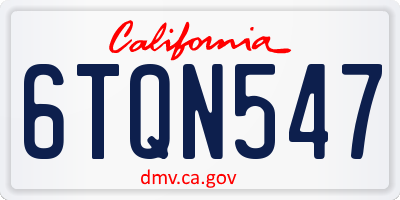 CA license plate 6TQN547