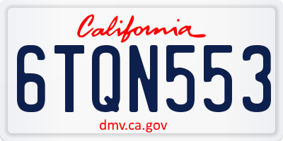 CA license plate 6TQN553
