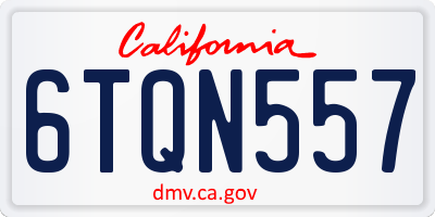 CA license plate 6TQN557