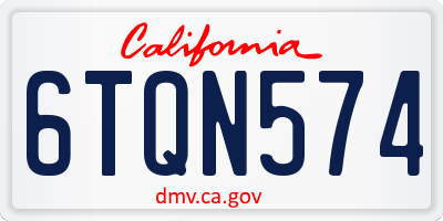 CA license plate 6TQN574