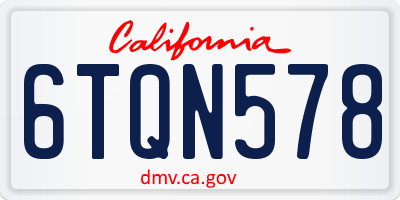 CA license plate 6TQN578