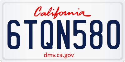 CA license plate 6TQN580