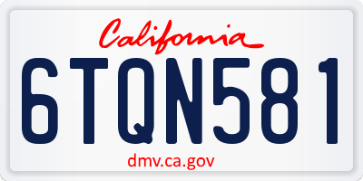 CA license plate 6TQN581