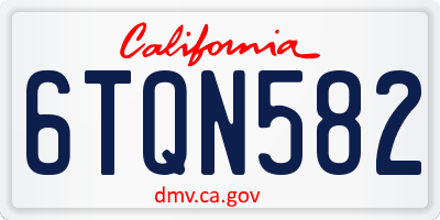 CA license plate 6TQN582