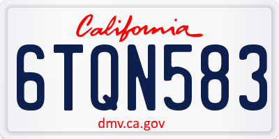 CA license plate 6TQN583