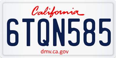 CA license plate 6TQN585