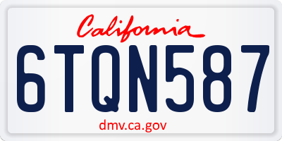 CA license plate 6TQN587