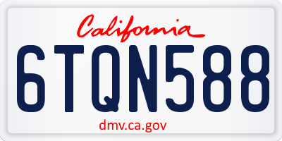 CA license plate 6TQN588
