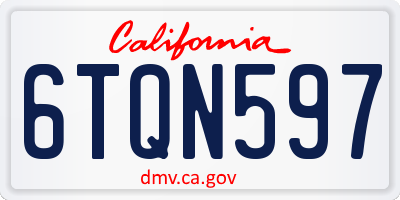 CA license plate 6TQN597