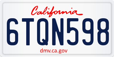 CA license plate 6TQN598