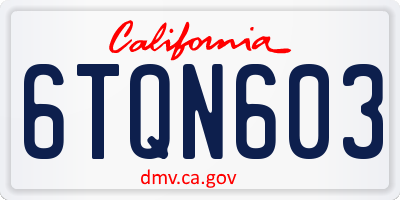 CA license plate 6TQN603