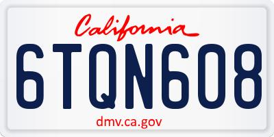 CA license plate 6TQN608