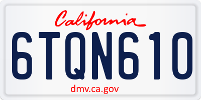 CA license plate 6TQN610