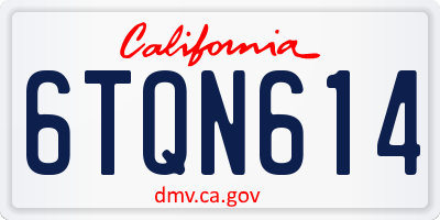 CA license plate 6TQN614