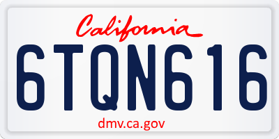 CA license plate 6TQN616