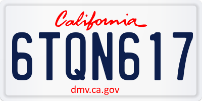 CA license plate 6TQN617