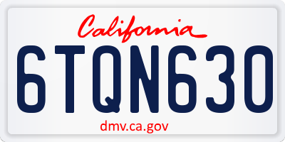 CA license plate 6TQN630