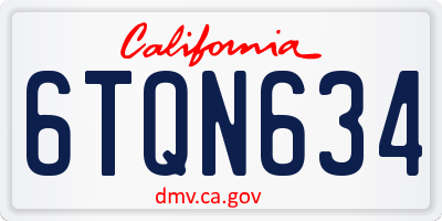 CA license plate 6TQN634